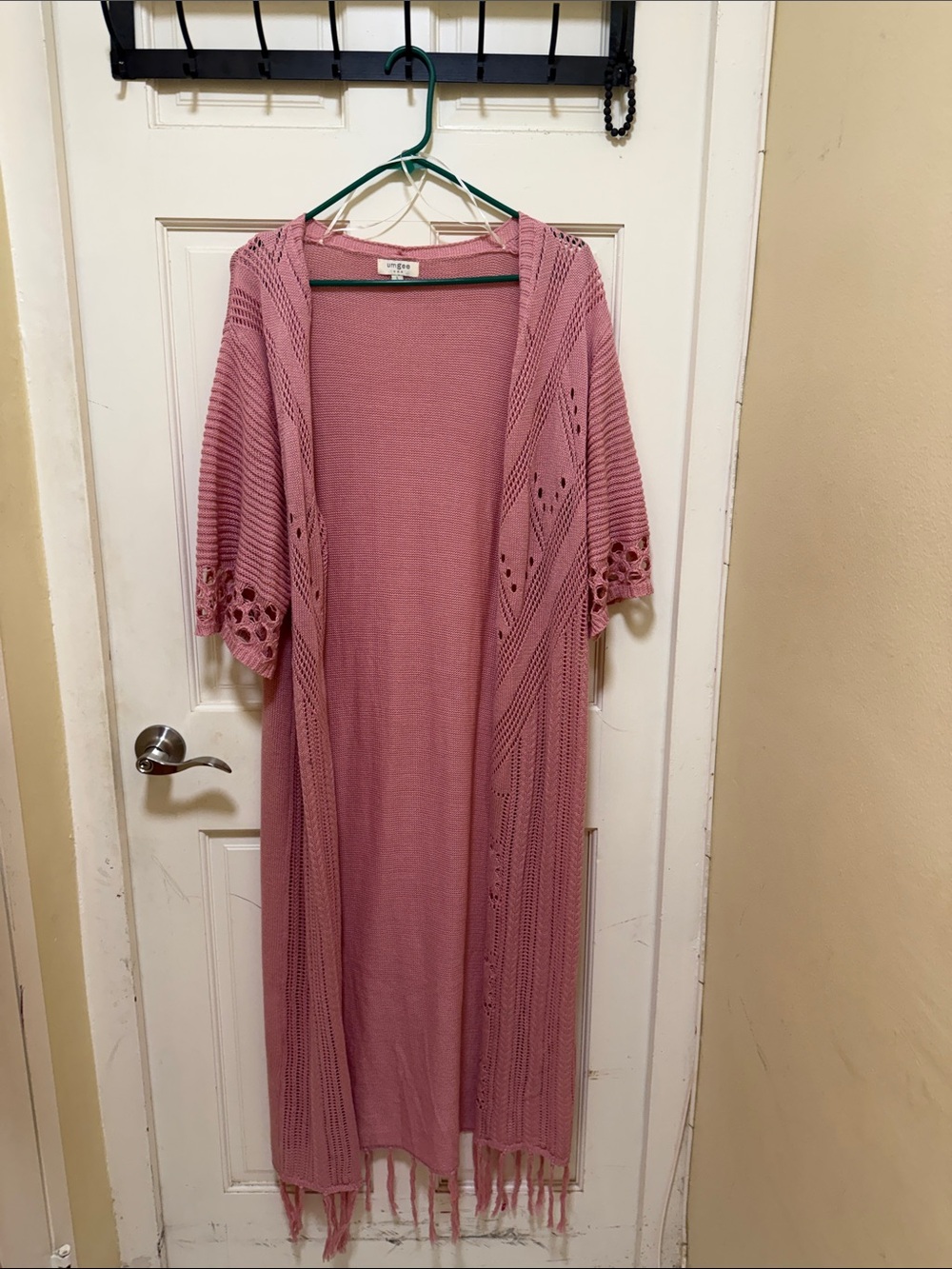 Boho Open-Front Knit Duster Dress - Dusty Rose